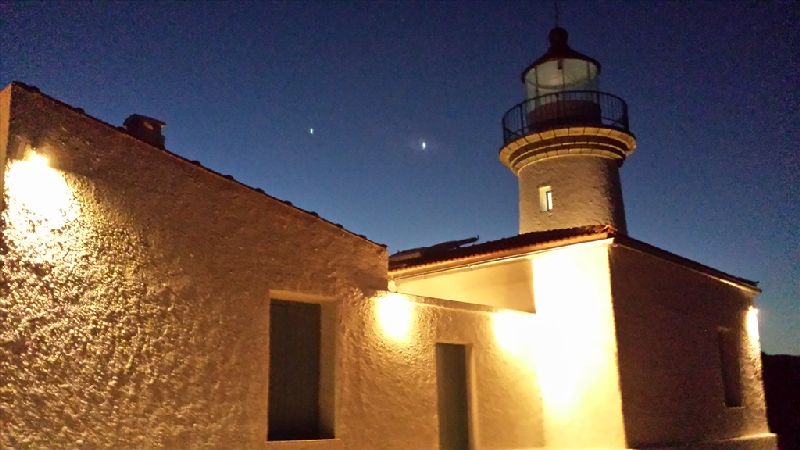Lighthouse of Psarra outside night